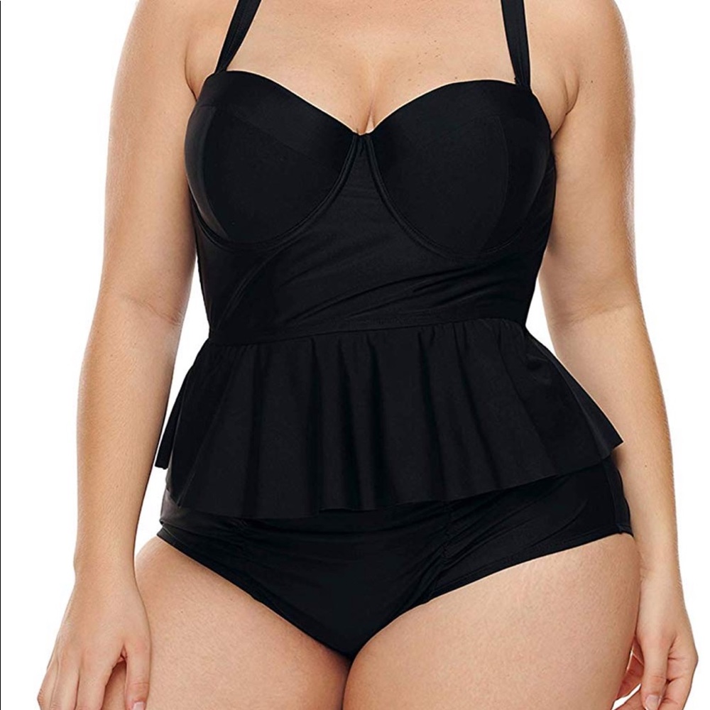 Swimwear Molded Cup Pleat Detail High Waist Bikini